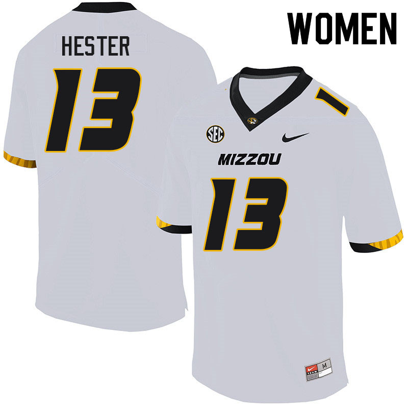 Women #13 JJ Hester Missouri Tigers College Football Jerseys Sale-White